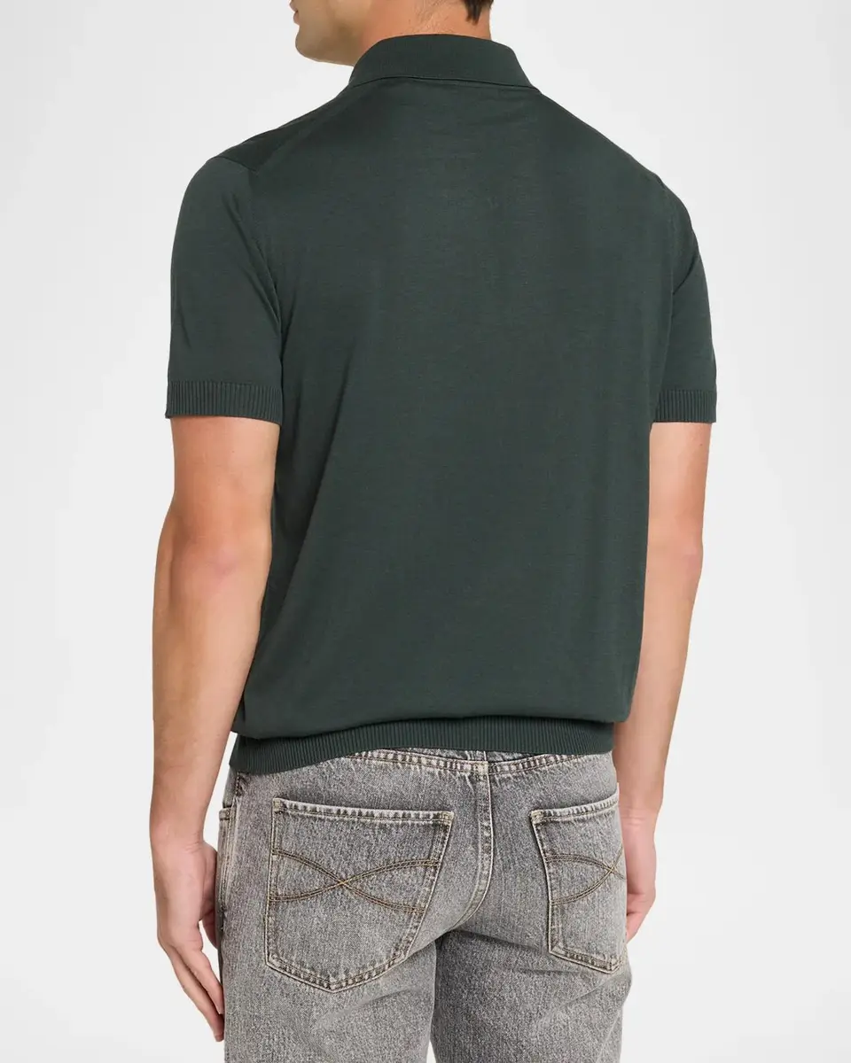 dunhill Men's 18GG Cotton-Silk Polo Shirt | Thumbnail 3 dunhill Men's 18GG Cotton-Silk Polo Shirt | Thumbnail 3