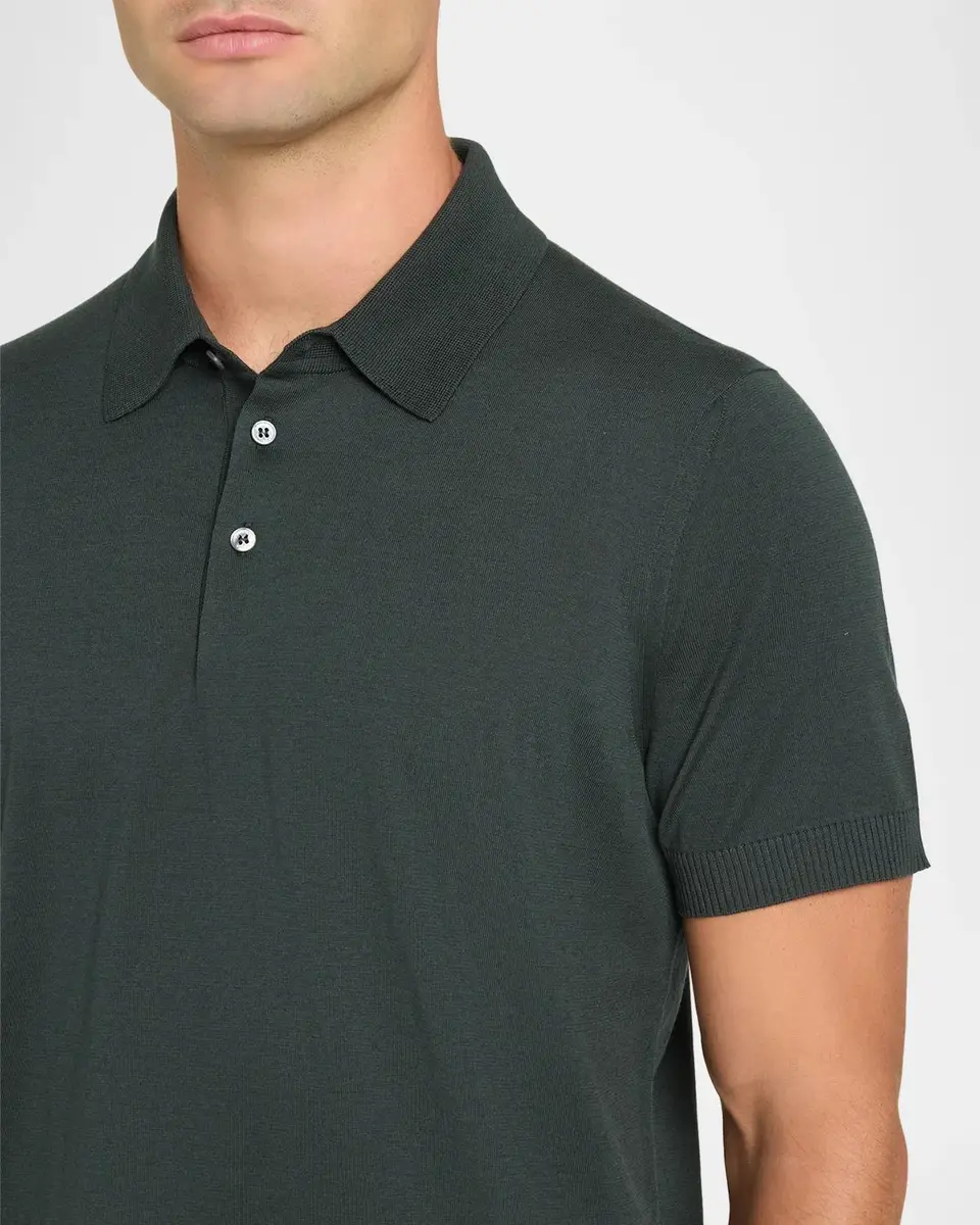 dunhill Men's 18GG Cotton-Silk Polo Shirt | Thumbnail 5 dunhill Men's 18GG Cotton-Silk Polo Shirt | Thumbnail 5