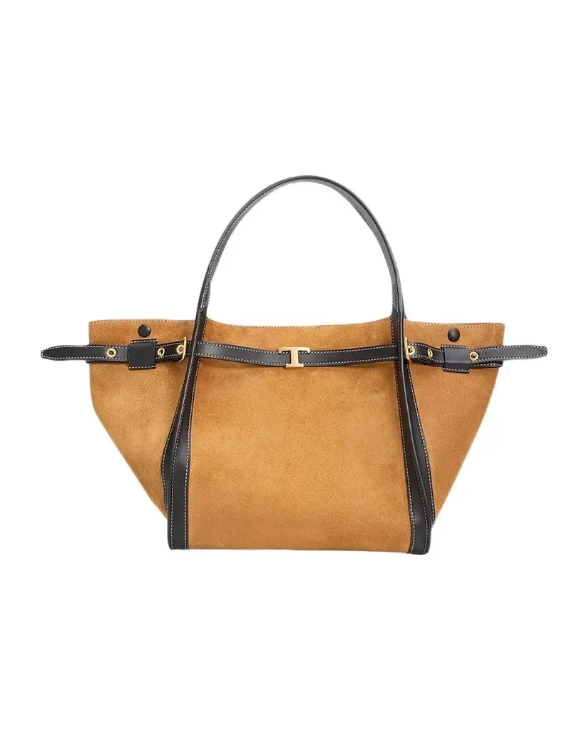 Tod's T Timeless Suede Shopping Tote Bag