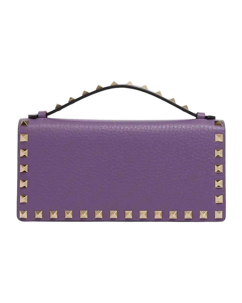 Valentino Garavani Rockstud Grain Leather Wallet on Chain