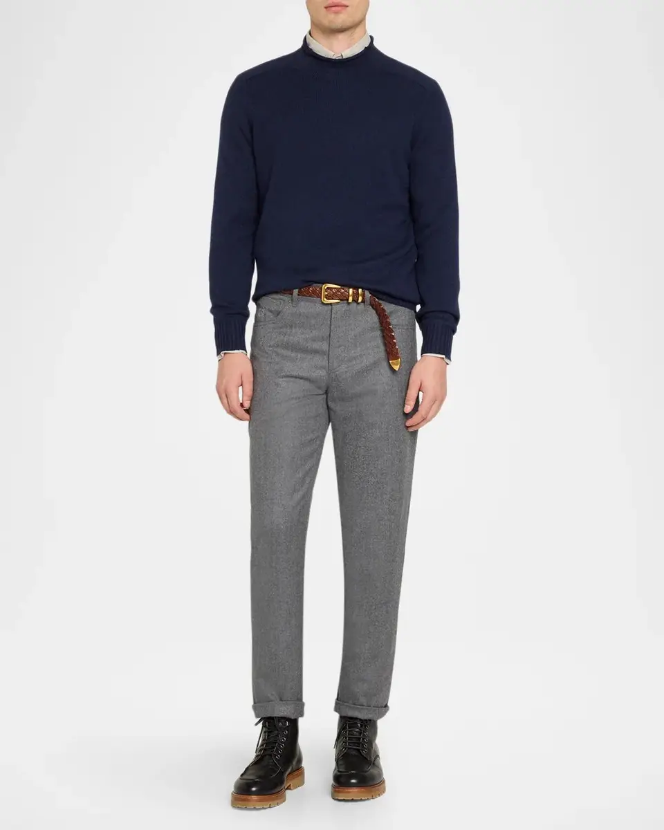 Brunello Cucinelli Men's Flannel Tapered Leg Five-Pocket Pants | Thumbnail 2 Brunello Cucinelli Men's Flannel Tapered Leg Five-Pocket Pants | Thumbnail 2