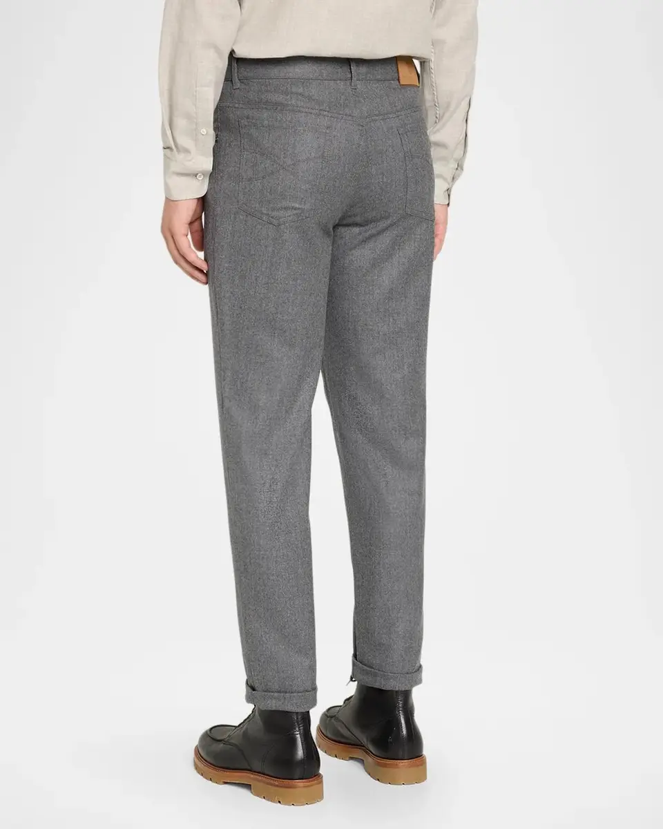 Brunello Cucinelli Men's Flannel Tapered Leg Five-Pocket Pants | Thumbnail 3 Brunello Cucinelli Men's Flannel Tapered Leg Five-Pocket Pants | Thumbnail 3