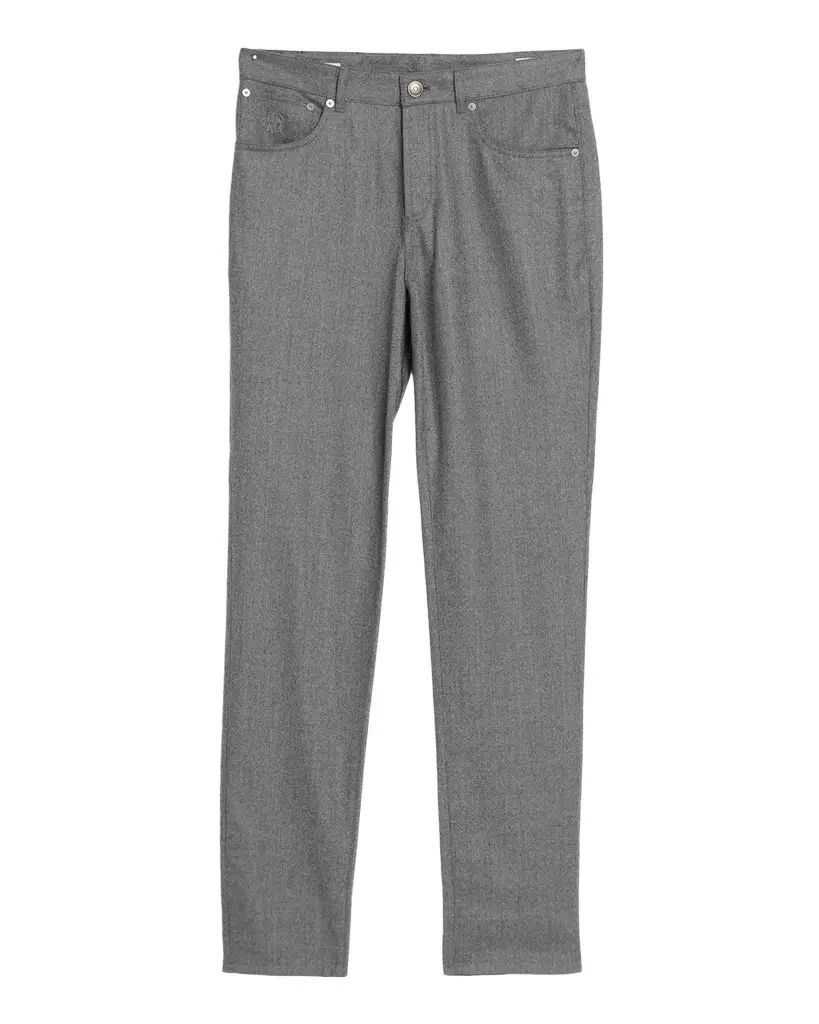 Brunello Cucinelli Men's Flannel Tapered Leg Five-Pocket Pants