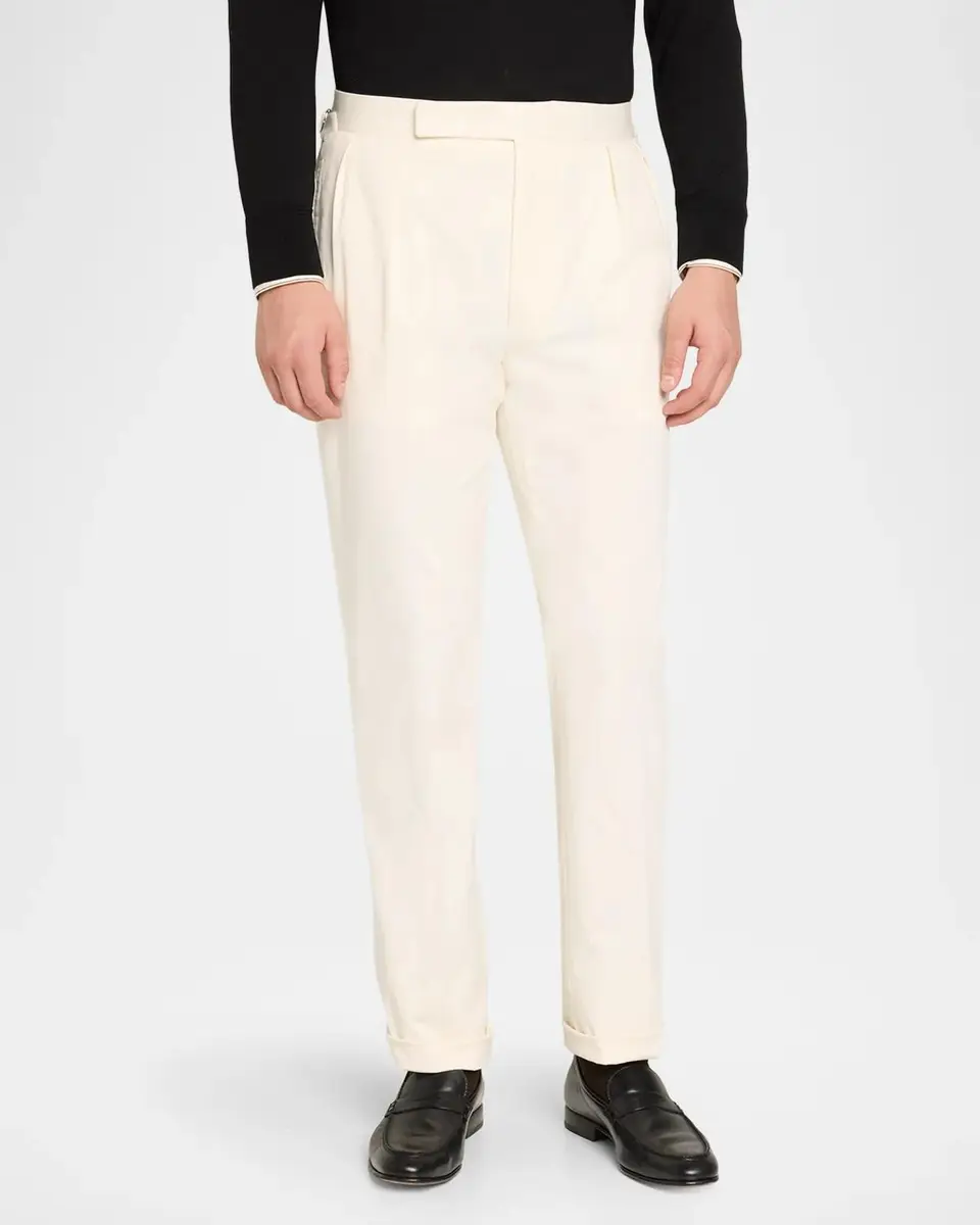Ralph Lauren Purple Label Men's Silk Straight-Leg Chino Trousers | Thumbnail 4