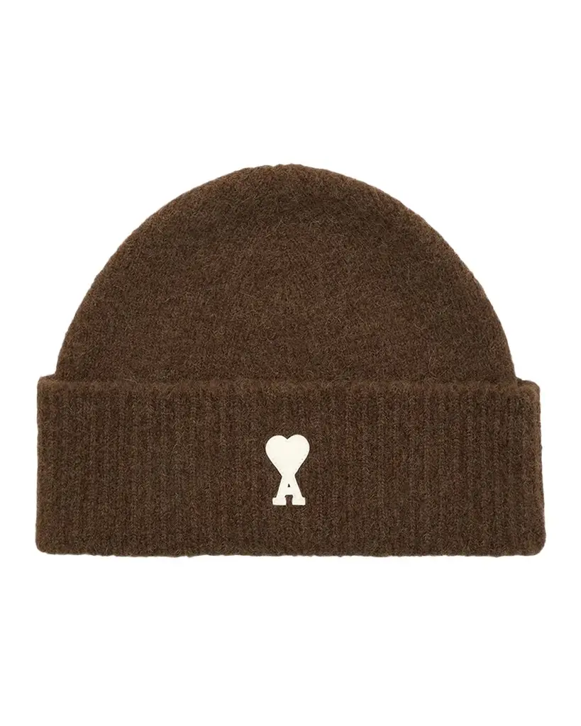 AMI PARIS Logo Alpaca-Blend Knit Beanie Hat