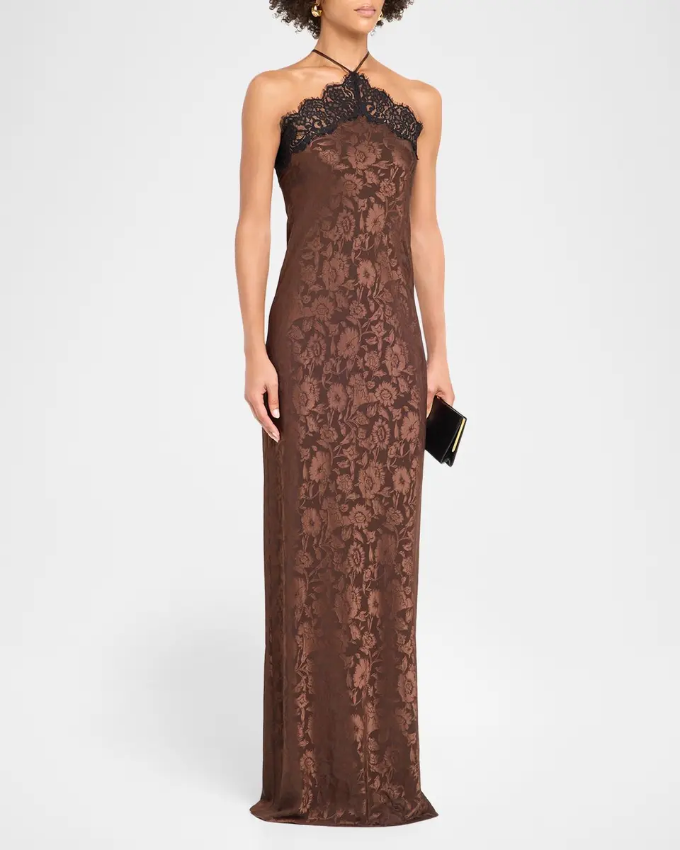 Veronica Beard Rue Jacquard Lace-Trim Maxi Dress | Thumbnail 4 Veronica Beard Rue Jacquard Lace-Trim Maxi Dress | Thumbnail 4