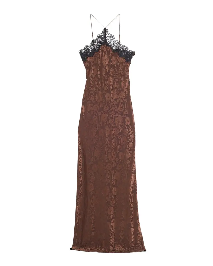 Rue Jacquard Lace-Trim Maxi Dress