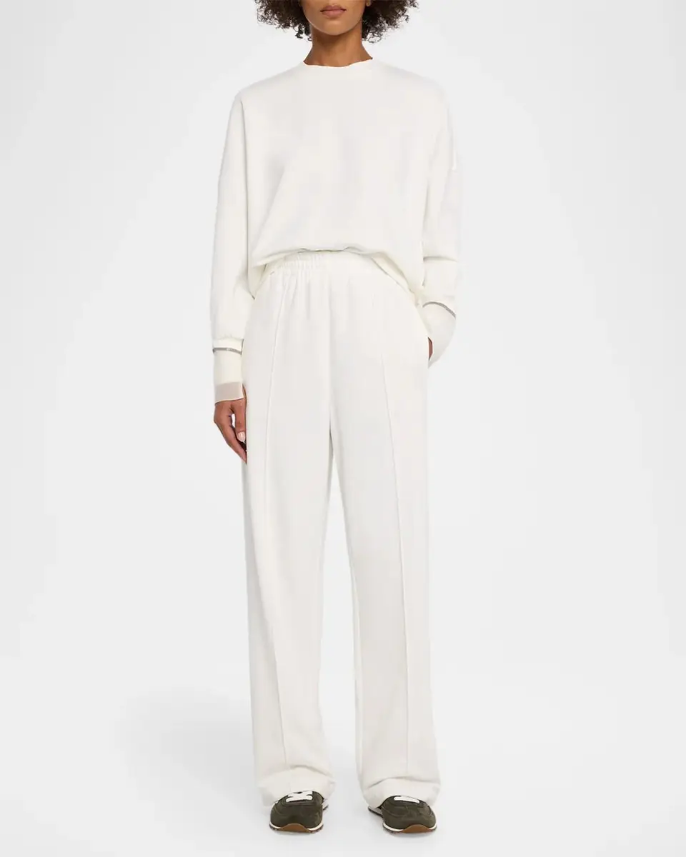 Brunello Cucinelli Sheer Monili Cuff & Cotton Fleece Sweatshirt | Thumbnail 2 Brunello Cucinelli Sheer Monili Cuff & Cotton Fleece Sweatshirt | Thumbnail 2