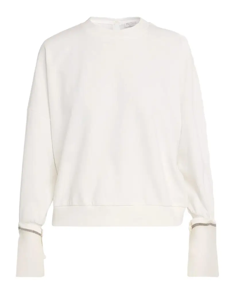 Sheer Monili Cuff & Cotton Fleece Sweatshirt Sheer Monili Cuff & Cotton Fleece Sweatshirt