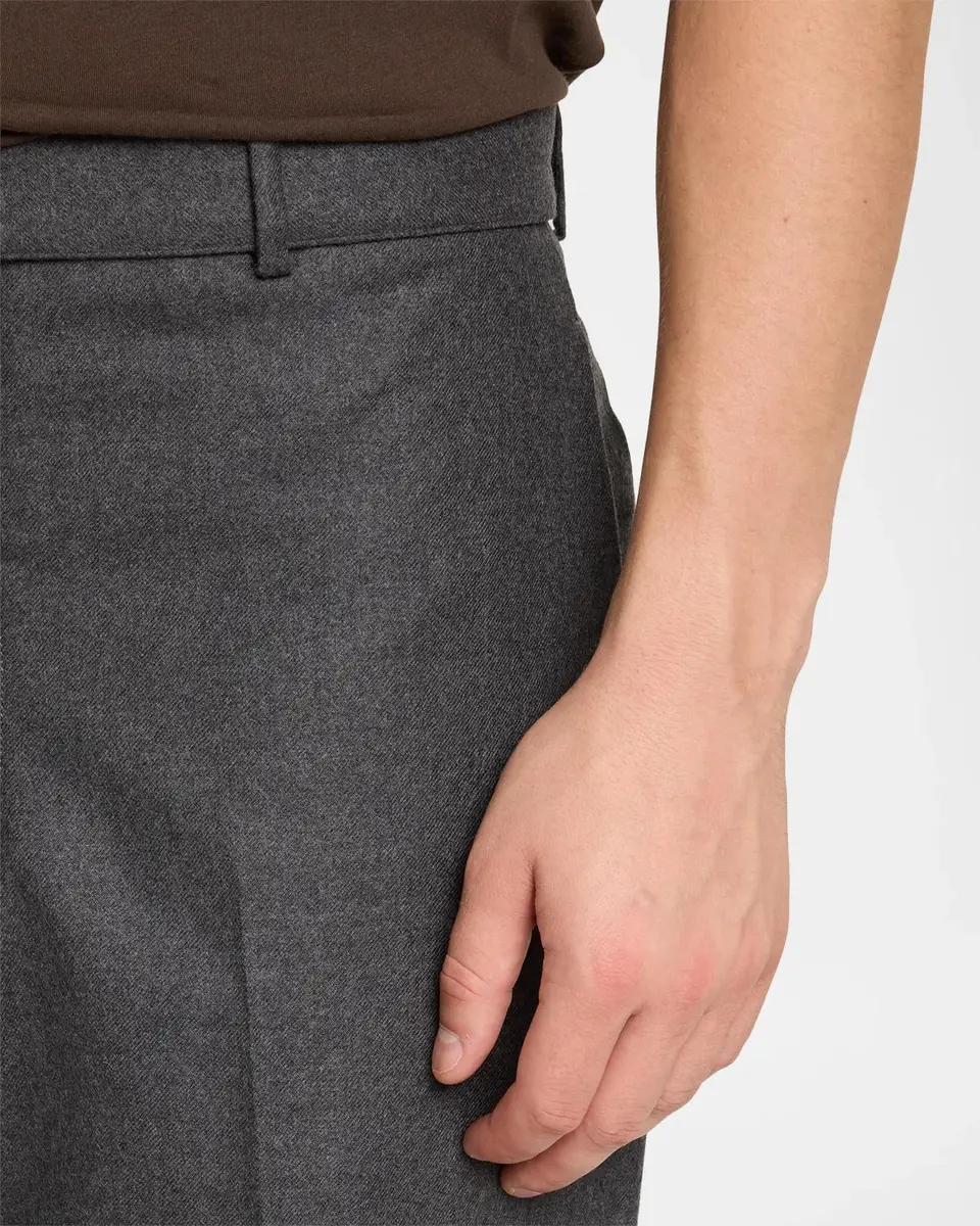 OFFICINE GÉNÉRALE Men's Wool Flat-Front Belted Trousers | Thumbnail 5 OFFICINE GÉNÉRALE Men's Wool Flat-Front Belted Trousers | Thumbnail 5
