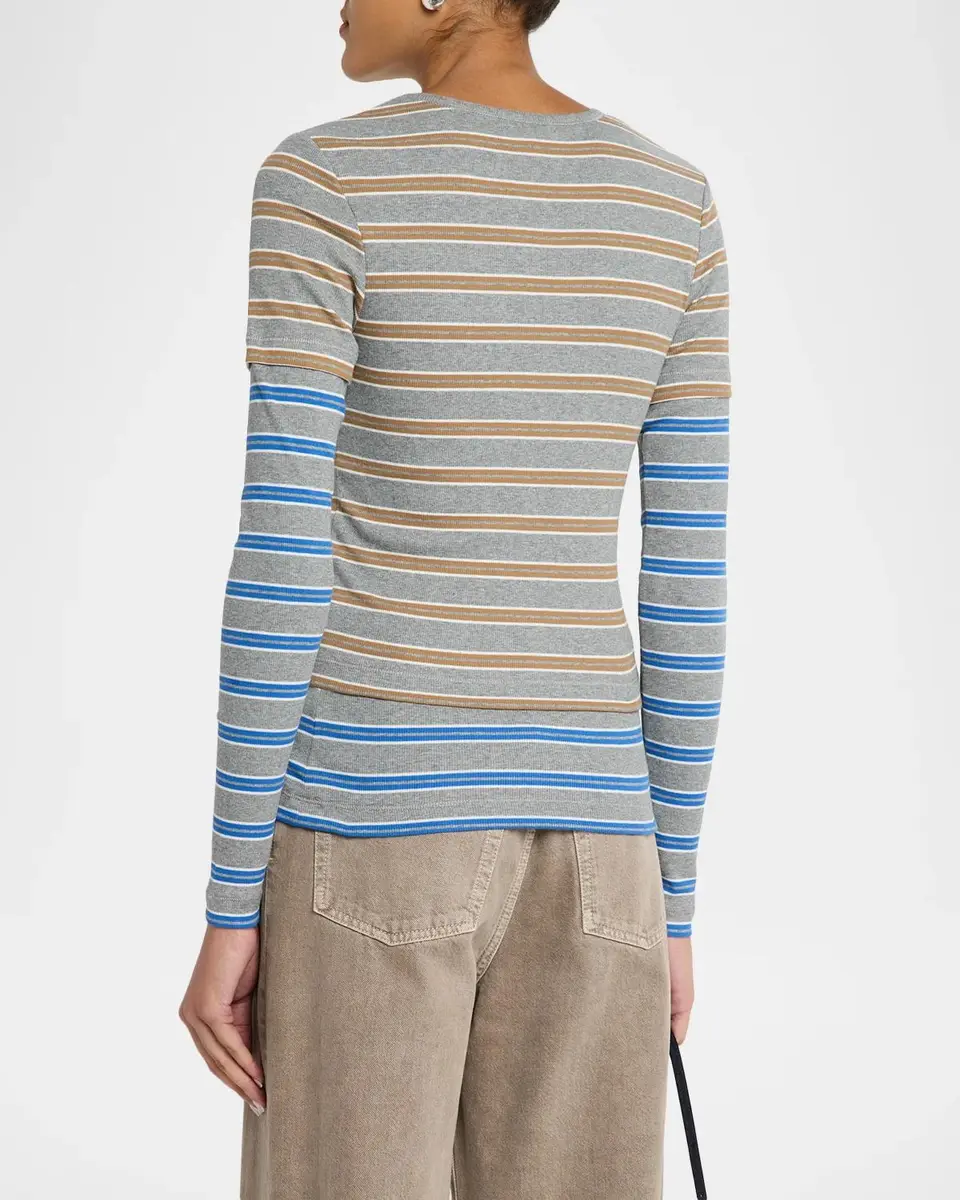 Ganni Soft Cotton Rib Striped Top | Thumbnail 3 Ganni Soft Cotton Rib Striped Top | Thumbnail 3