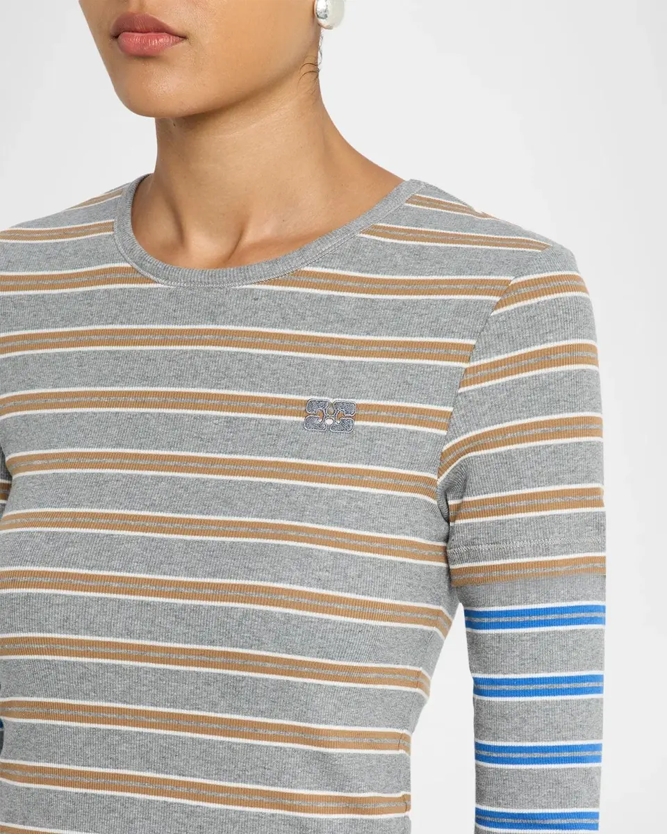 Ganni Soft Cotton Rib Striped Top | Thumbnail 5 Ganni Soft Cotton Rib Striped Top | Thumbnail 5