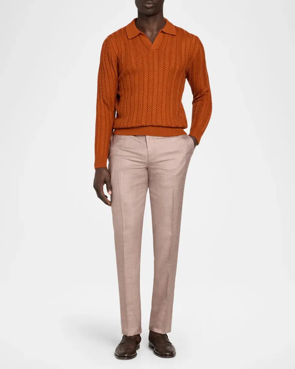 Isaia Men's Luxe Twill Pants with Side Tabs | Thumbnail 2 Isaia Men's Luxe Twill Pants with Side Tabs | Thumbnail 2