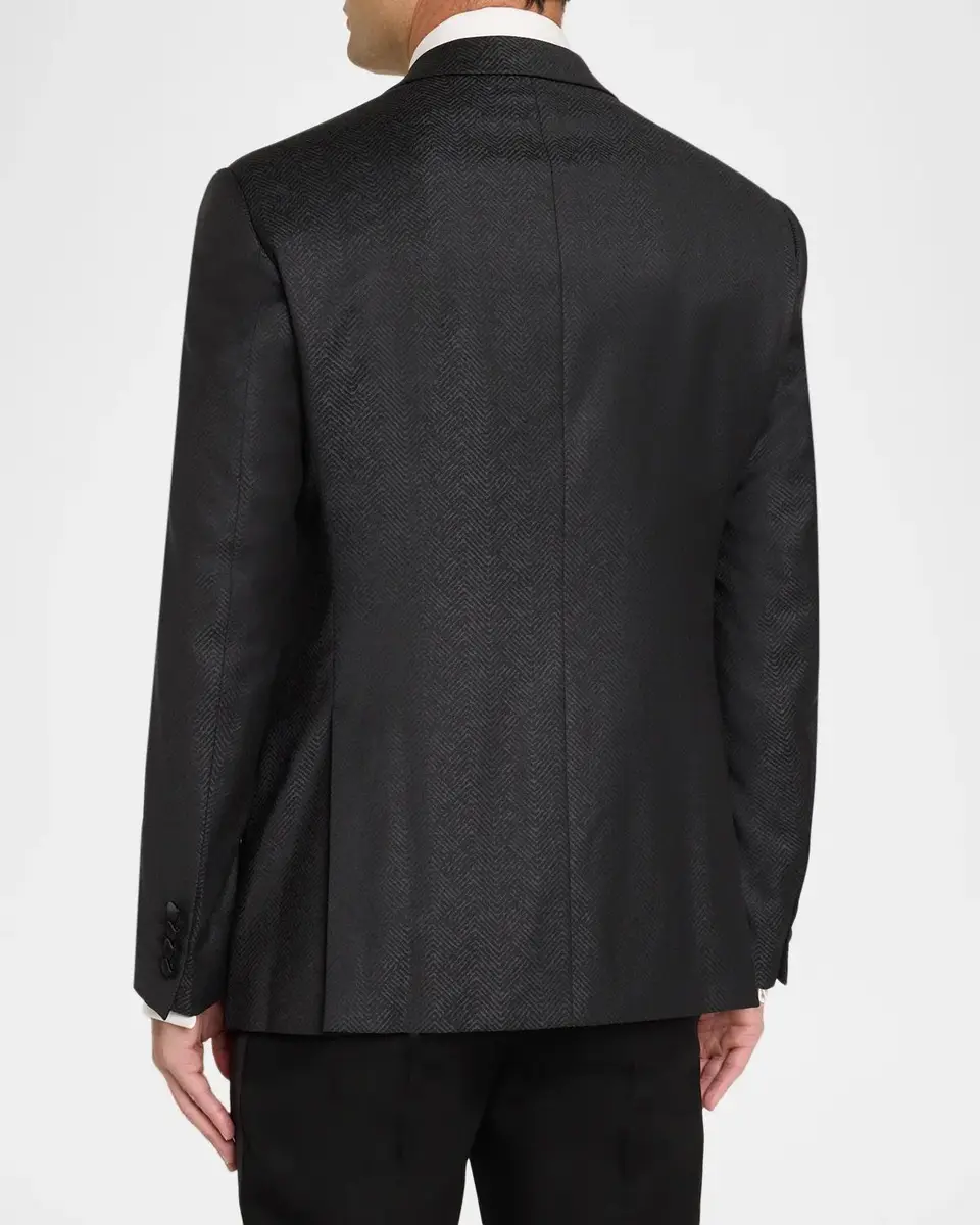 Emporio Armani Men's G Line Jacquard Satin-Lapel Single-Button Dinner Jacket | Thumbnail 3 Emporio Armani Men's G Line Jacquard Satin-Lapel Single-Button Dinner Jacket | Thumbnail 3