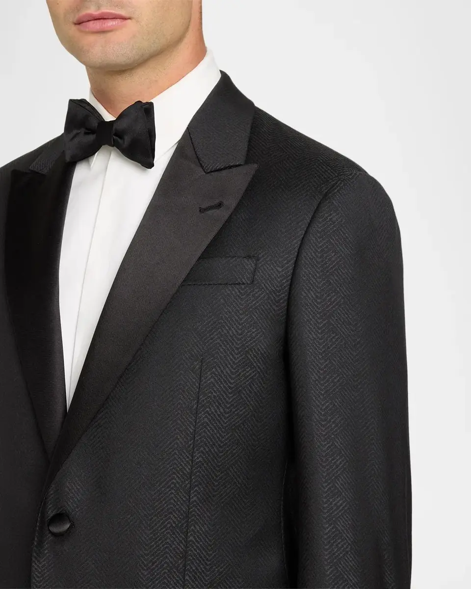 Emporio Armani Men's G Line Jacquard Satin-Lapel Single-Button Dinner Jacket | Thumbnail 5 Emporio Armani Men's G Line Jacquard Satin-Lapel Single-Button Dinner Jacket | Thumbnail 5