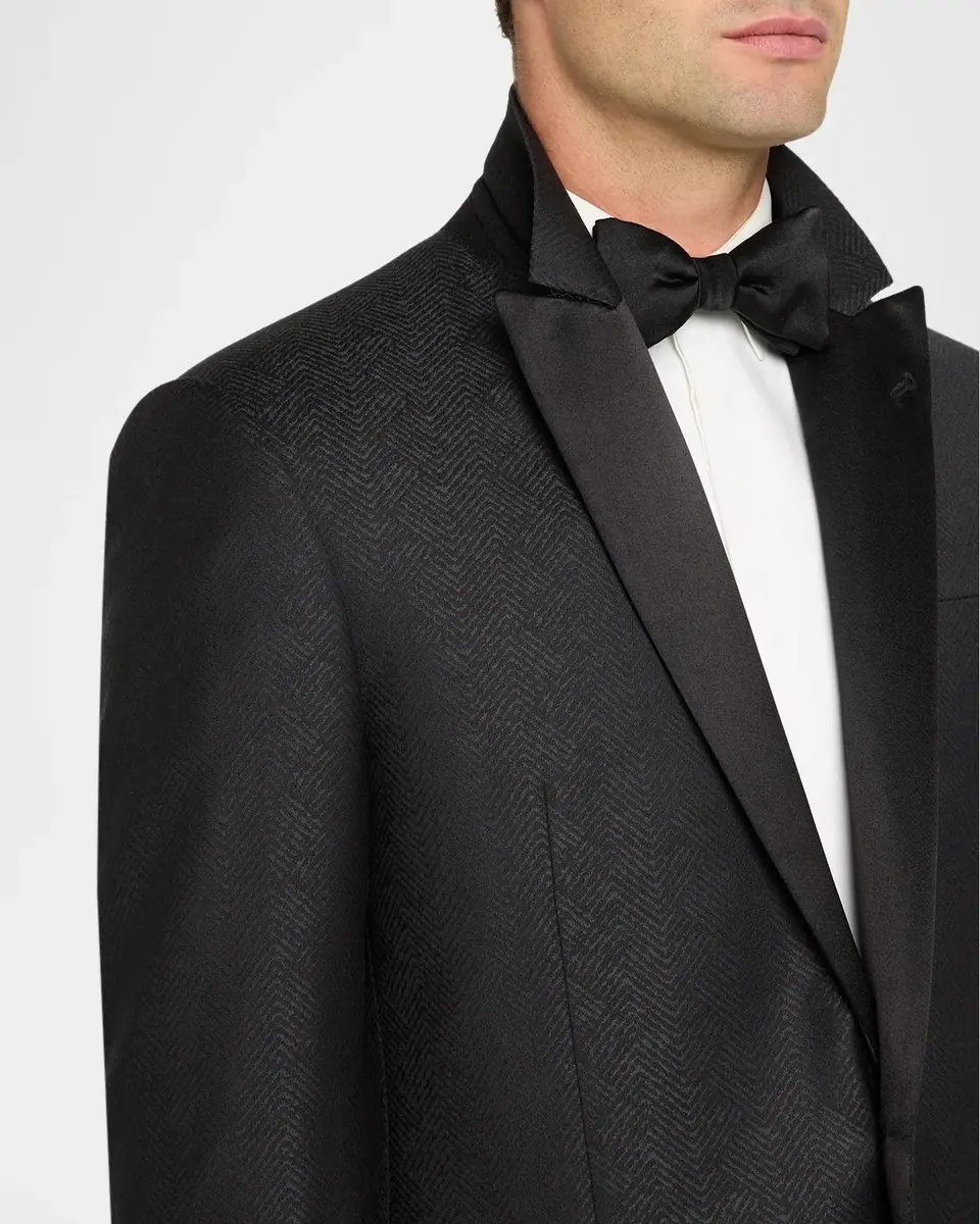 Emporio Armani Men's G Line Jacquard Satin-Lapel Single-Button Dinner Jacket | Thumbnail 7 Emporio Armani Men's G Line Jacquard Satin-Lapel Single-Button Dinner Jacket | Thumbnail 7