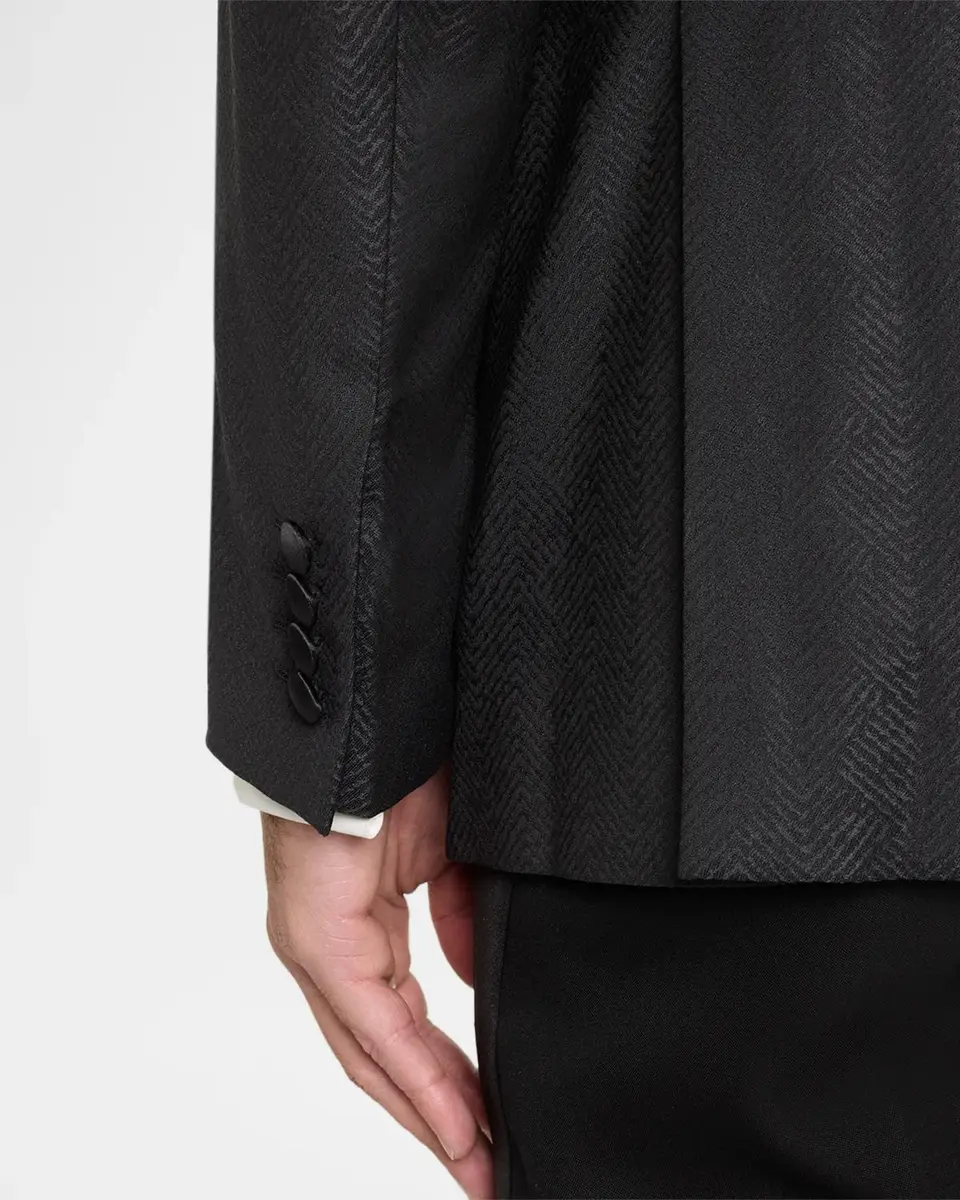 Emporio Armani Men's G Line Jacquard Satin-Lapel Single-Button Dinner Jacket | Thumbnail 8 Emporio Armani Men's G Line Jacquard Satin-Lapel Single-Button Dinner Jacket | Thumbnail 8