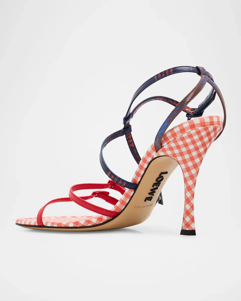 Loewe 90mm Comic Gingham Strappy Sandals | Thumbnail 4 Loewe 90mm Comic Gingham Strappy Sandals | Thumbnail 4