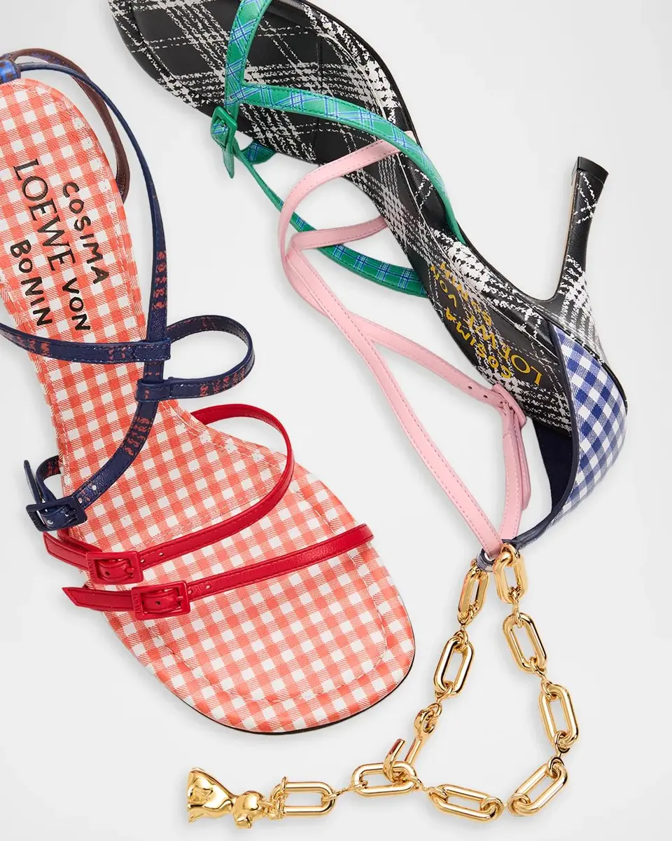 Loewe 90mm Comic Gingham Strappy Sandals | Thumbnail 6 Loewe 90mm Comic Gingham Strappy Sandals | Thumbnail 6