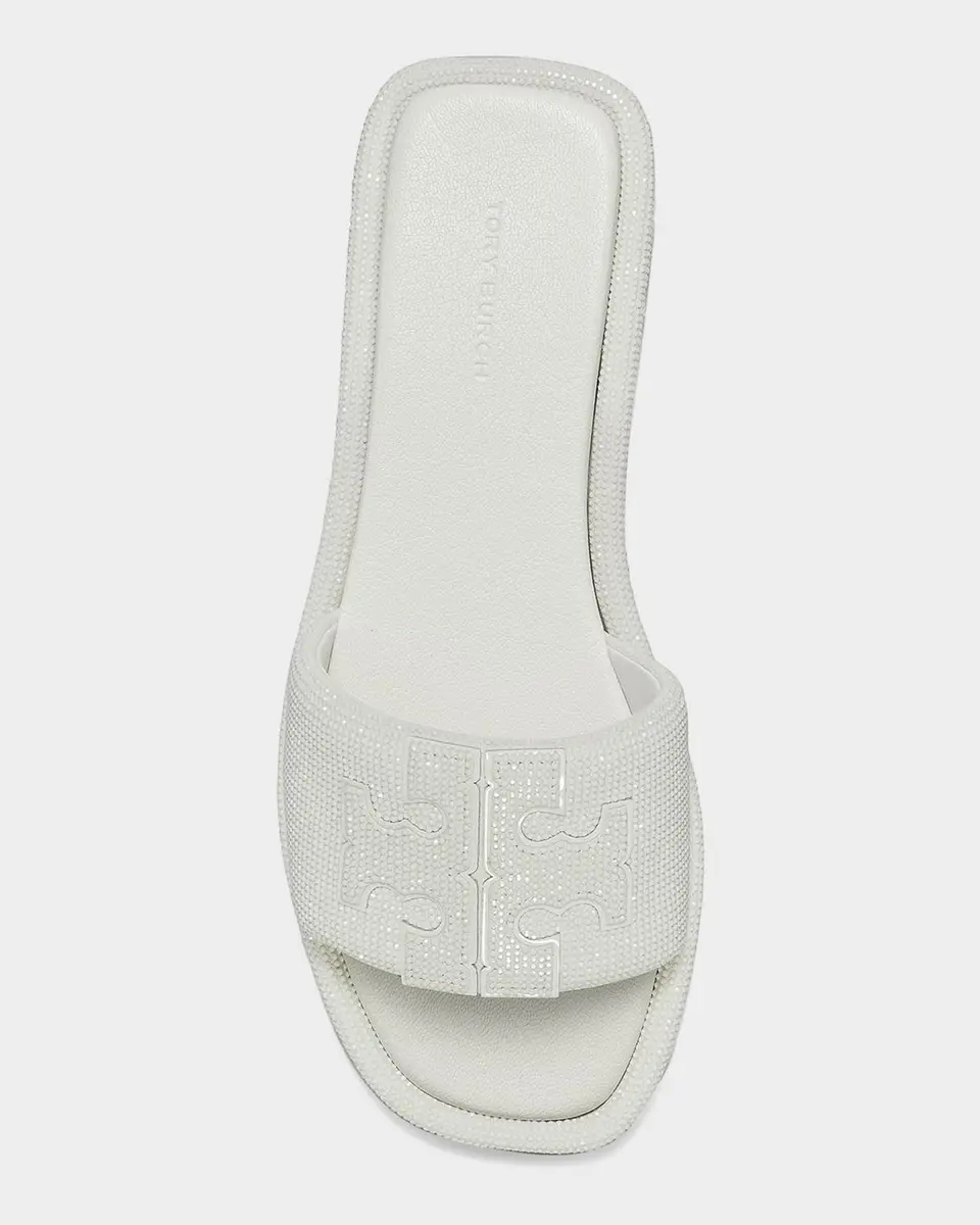 Tory Burch Double T Pave Leather Slide Sandals | Thumbnail 2 Tory Burch Double T Pave Leather Slide Sandals | Thumbnail 2