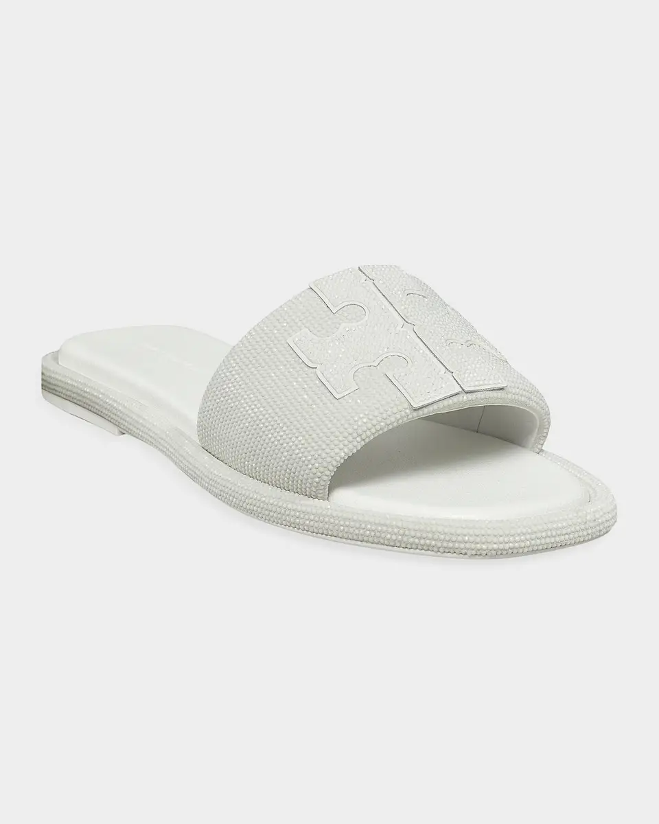 Tory Burch Double T Pave Leather Slide Sandals | Thumbnail 3 Tory Burch Double T Pave Leather Slide Sandals | Thumbnail 3