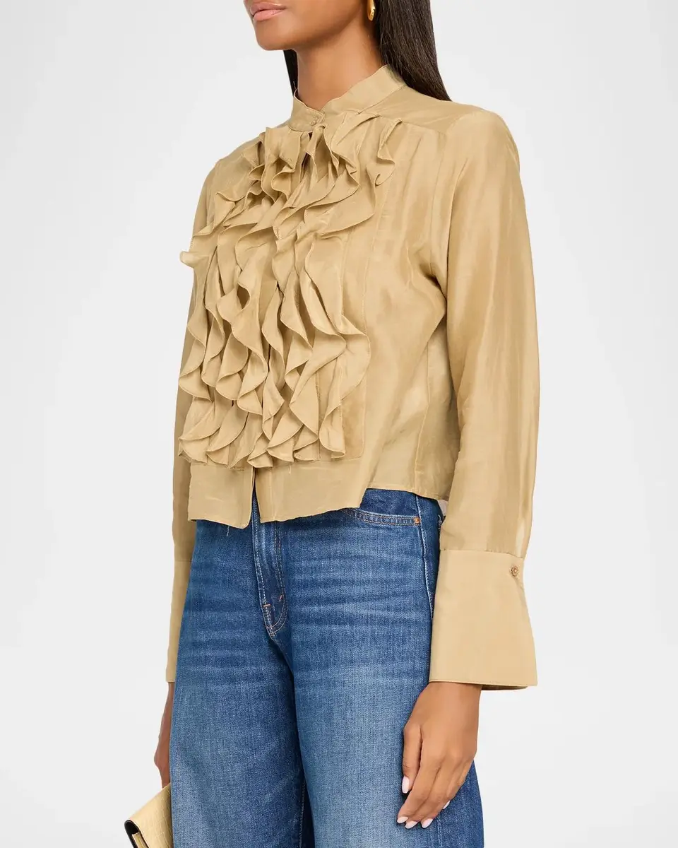 TWP Patti Ruffle Cotton-Silk Blouse | Thumbnail 4
