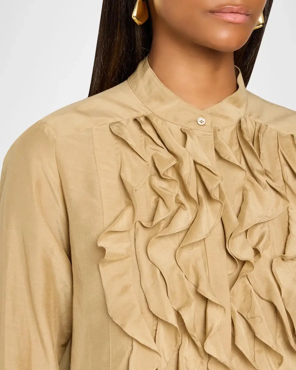 TWP Patti Ruffle Cotton-Silk Blouse | Thumbnail 5