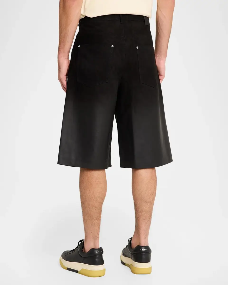 PURPLE Men's Leather Track Wide-Leg Shorts | Thumbnail 3 PURPLE Men's Leather Track Wide-Leg Shorts | Thumbnail 3