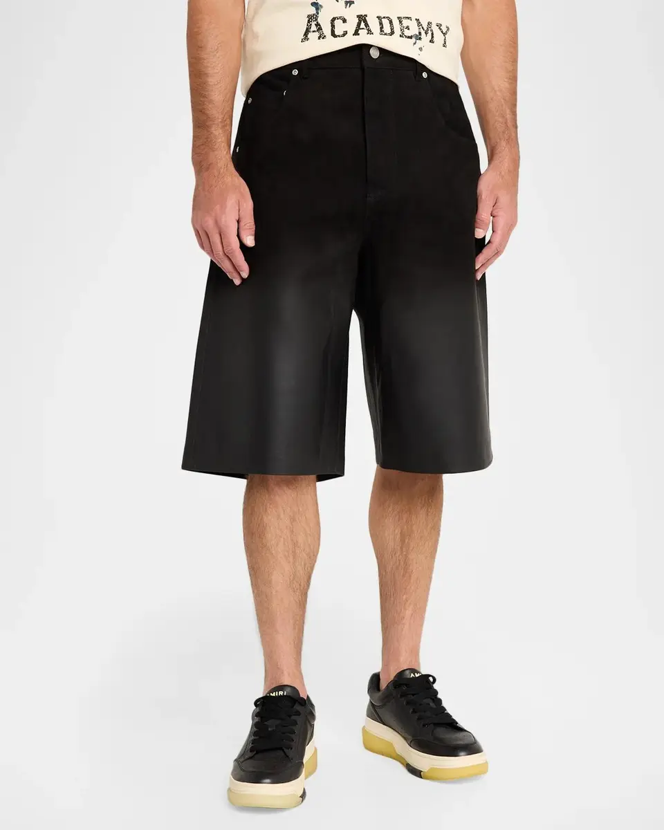 PURPLE Men's Leather Track Wide-Leg Shorts | Thumbnail 4 PURPLE Men's Leather Track Wide-Leg Shorts | Thumbnail 4
