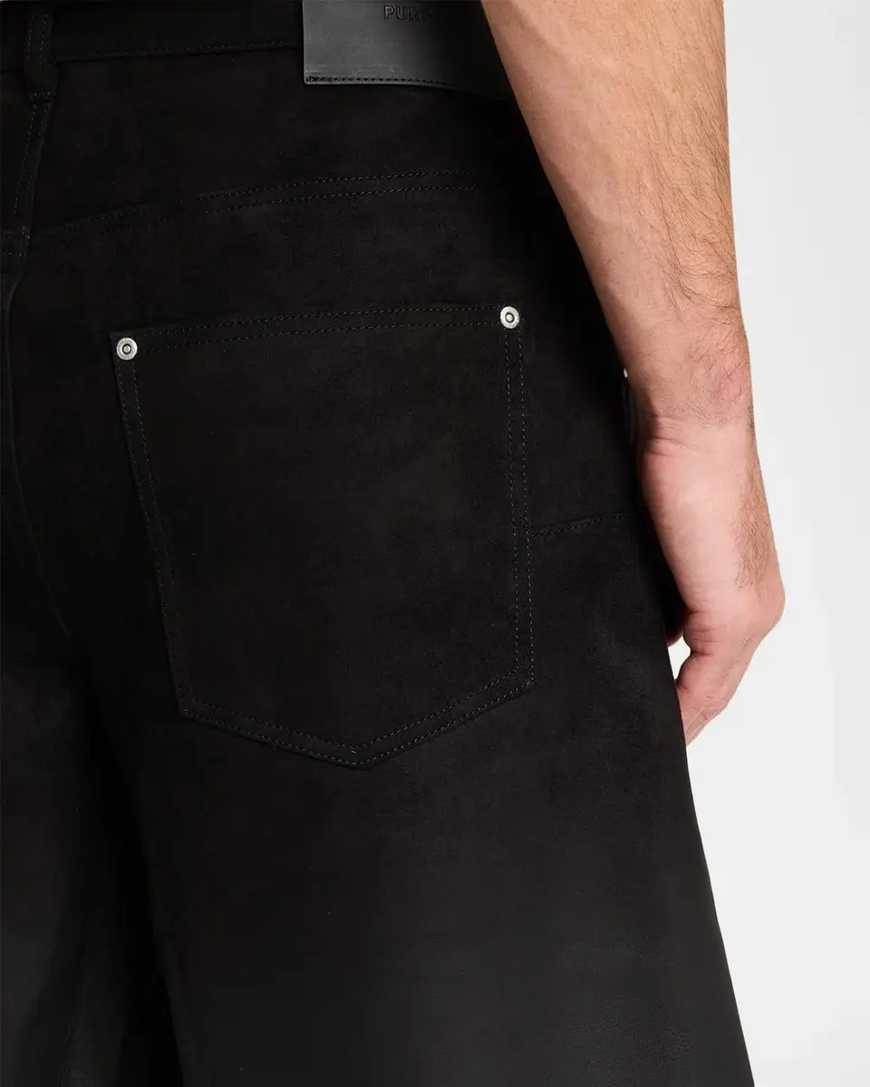 PURPLE Men's Leather Track Wide-Leg Shorts | Thumbnail 5 PURPLE Men's Leather Track Wide-Leg Shorts | Thumbnail 5
