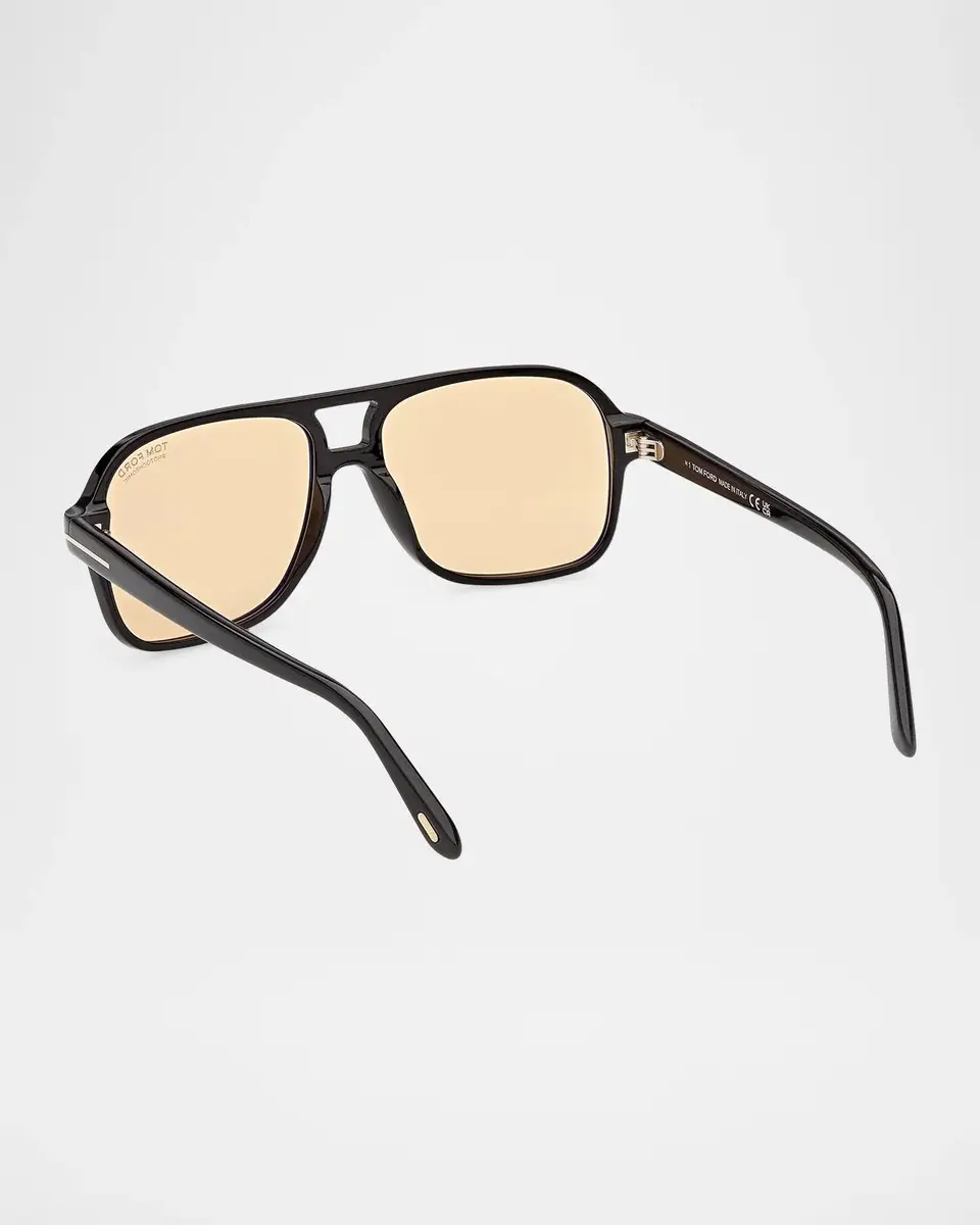 Tom Ford Men's Madison-02 Pilot Acetate Sunglasses | Thumbnail 2