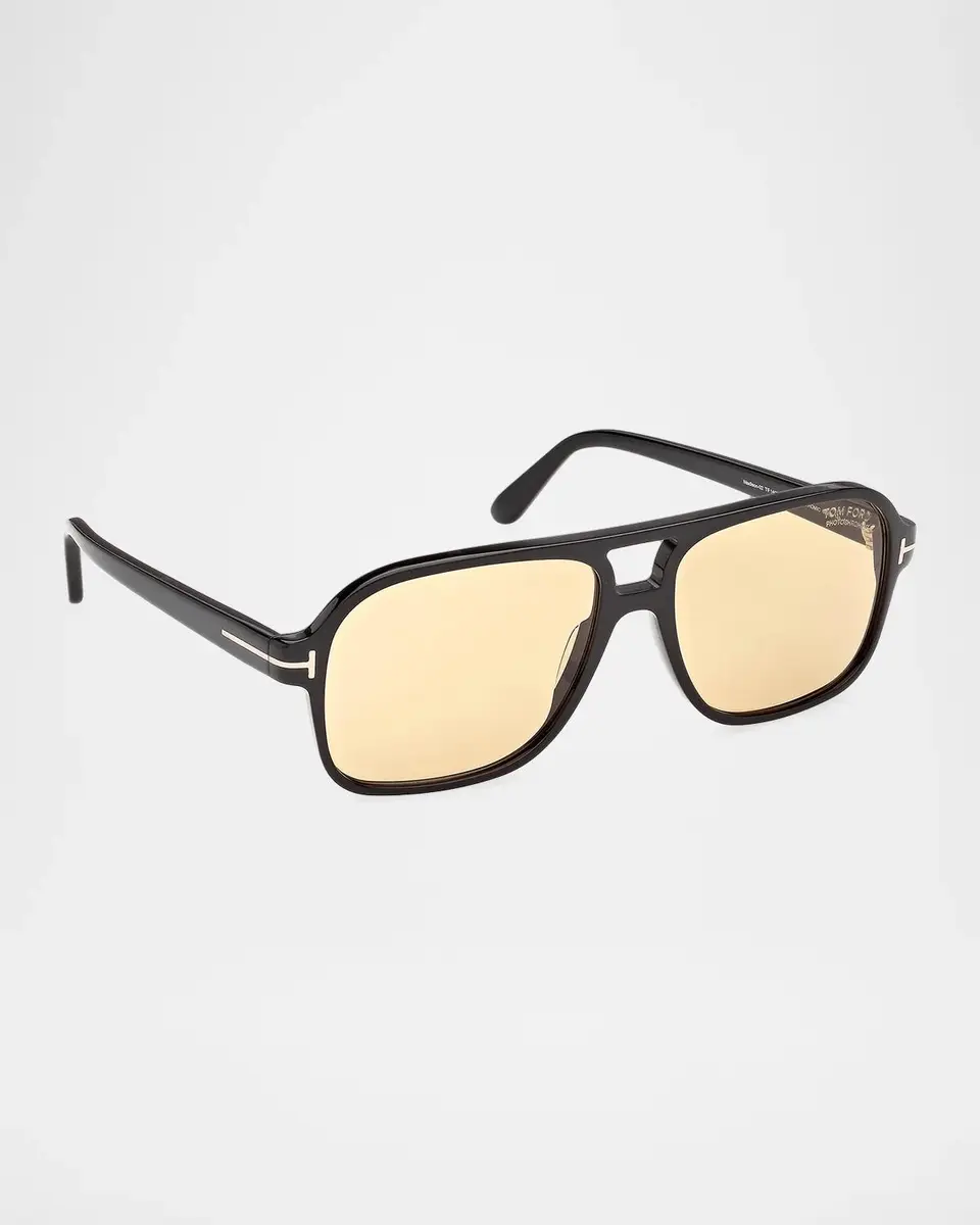 Tom Ford Men's Madison-02 Pilot Acetate Sunglasses | Thumbnail 3