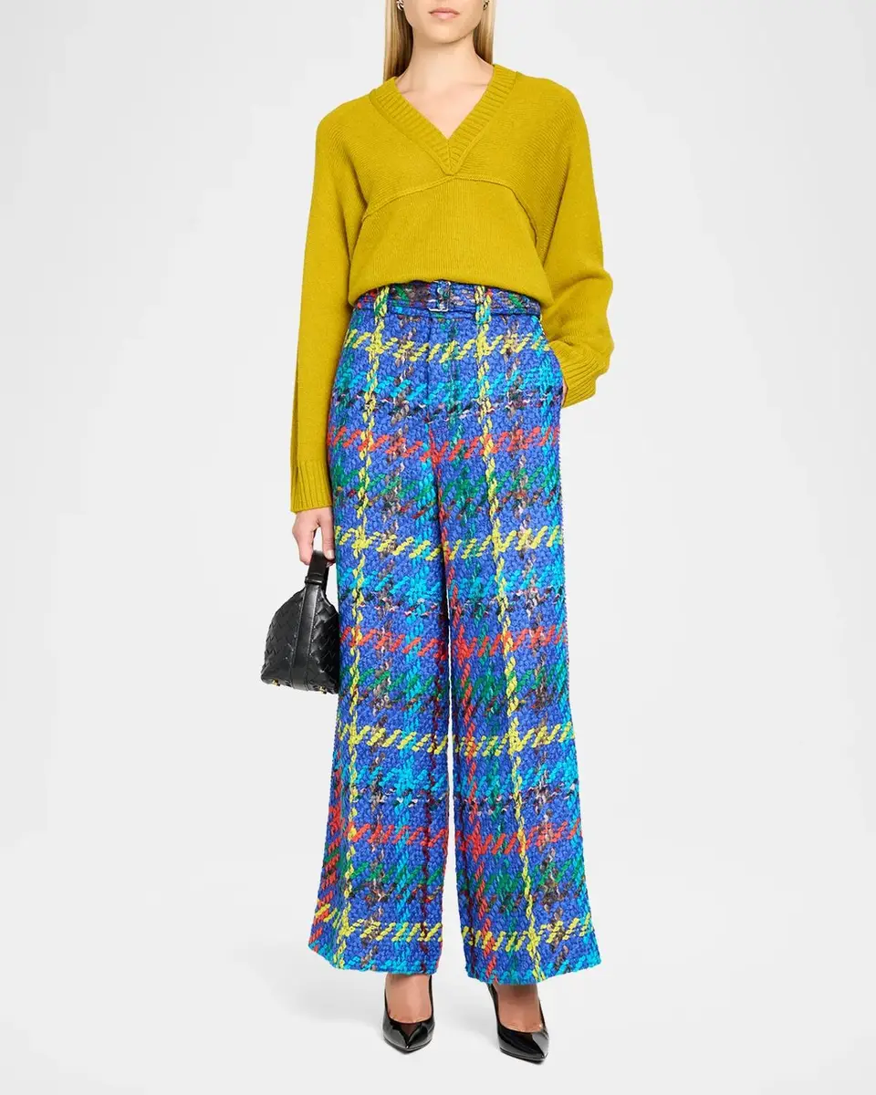 Christopher John Rogers Crayon Tweed Wide-Leg Trousers With Belt | Thumbnail 2 Christopher John Rogers Crayon Tweed Wide-Leg Trousers With Belt | Thumbnail 2
