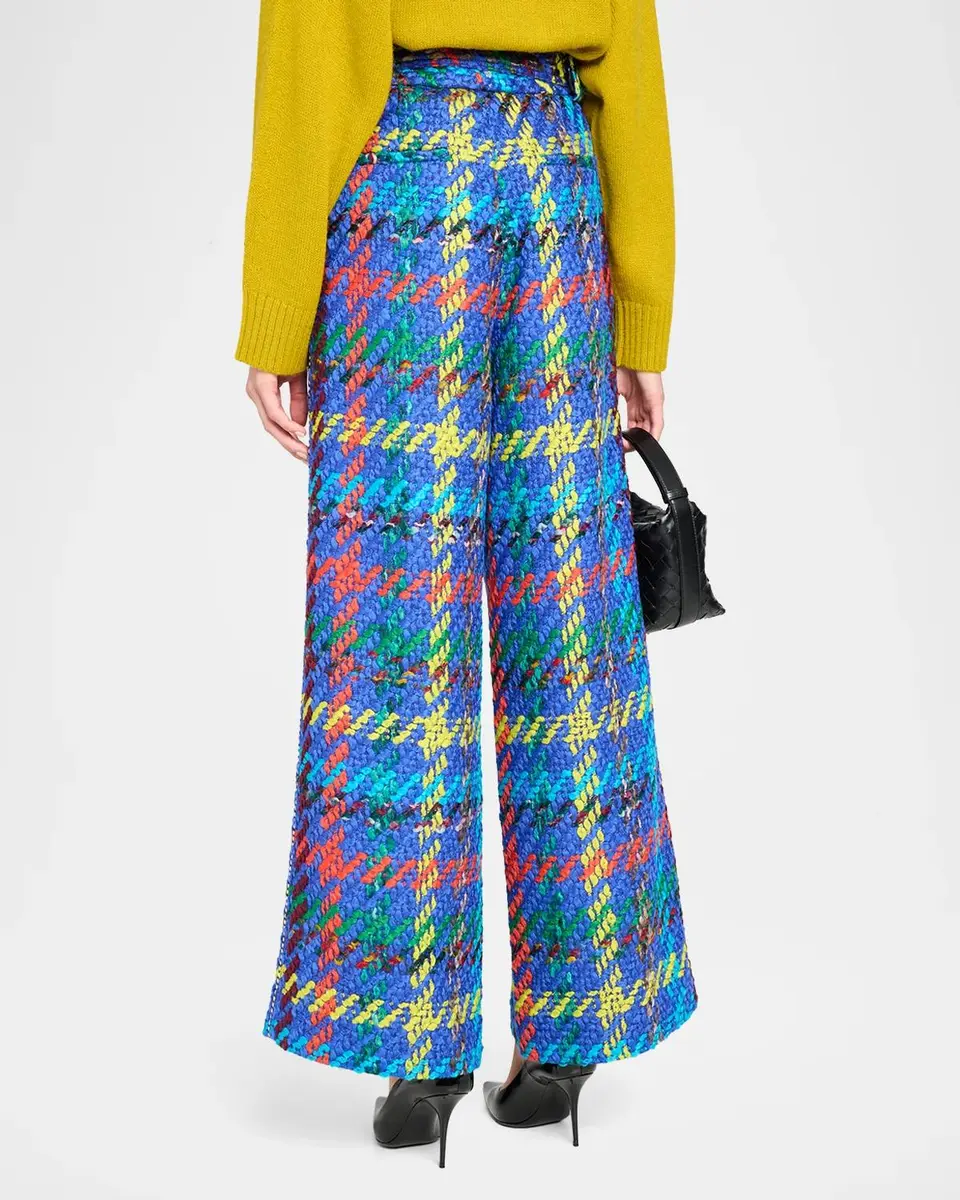 Christopher John Rogers Crayon Tweed Wide-Leg Trousers With Belt | Thumbnail 3 Christopher John Rogers Crayon Tweed Wide-Leg Trousers With Belt | Thumbnail 3