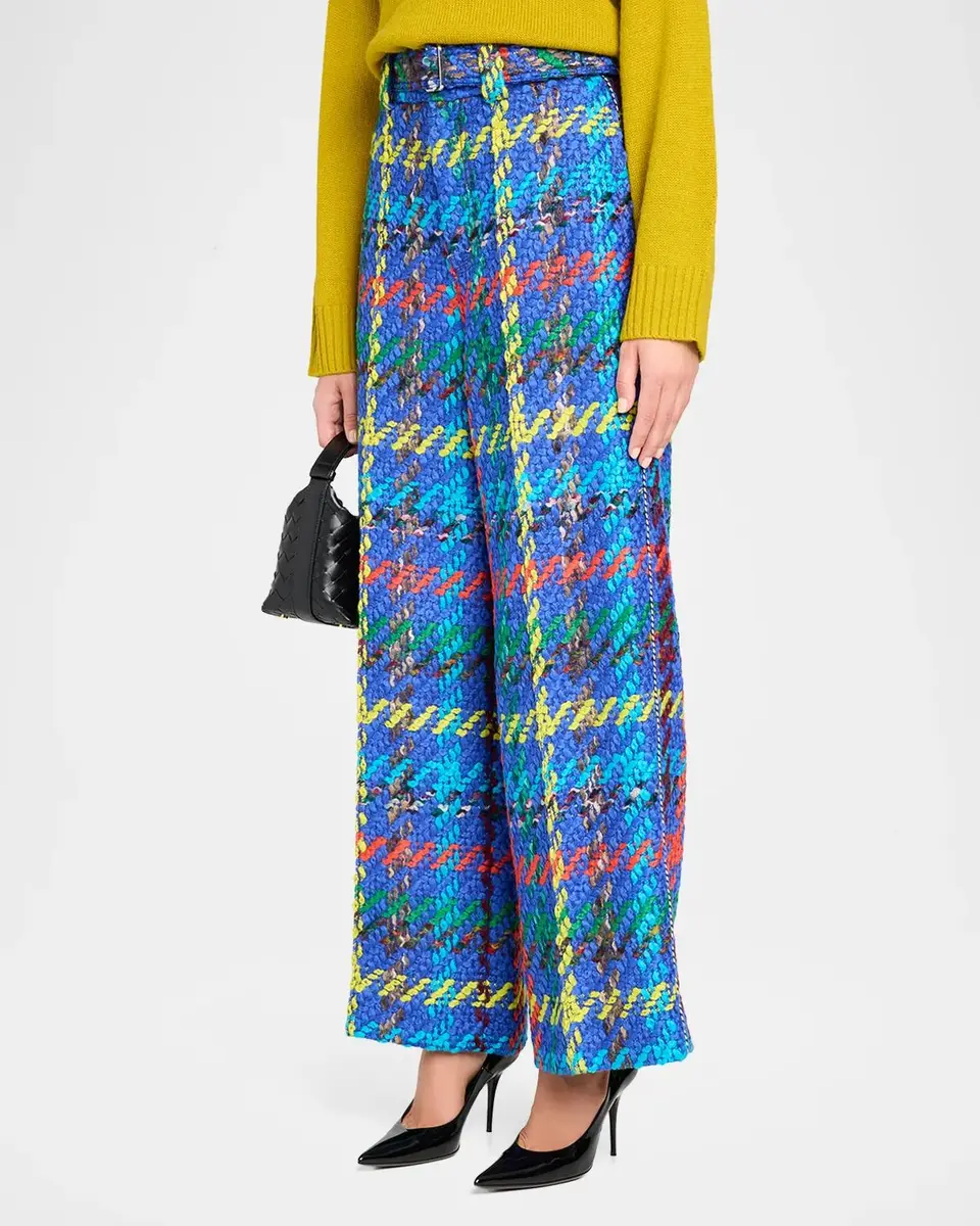 Christopher John Rogers Crayon Tweed Wide-Leg Trousers With Belt | Thumbnail 4 Christopher John Rogers Crayon Tweed Wide-Leg Trousers With Belt | Thumbnail 4