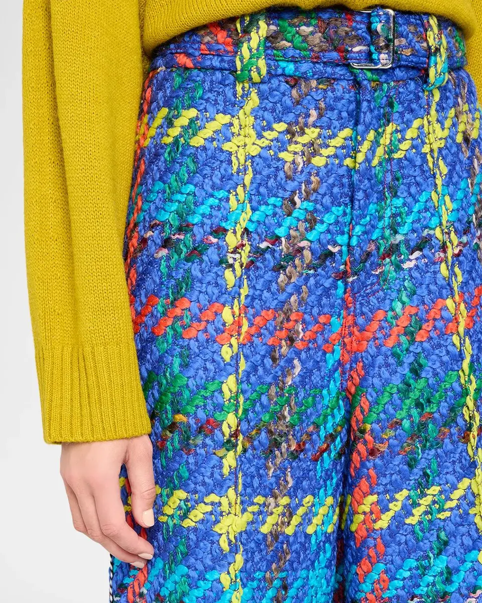 Christopher John Rogers Crayon Tweed Wide-Leg Trousers With Belt | Thumbnail 5 Christopher John Rogers Crayon Tweed Wide-Leg Trousers With Belt | Thumbnail 5