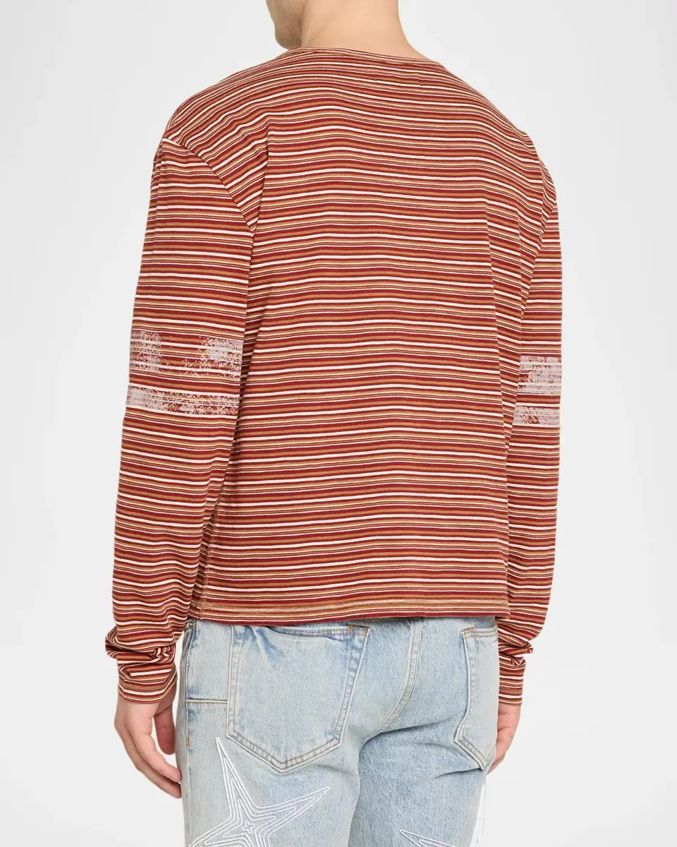 PURPLE Men's Striped Slub Jersey Shirt | Thumbnail 3 PURPLE Men's Striped Slub Jersey Shirt | Thumbnail 3