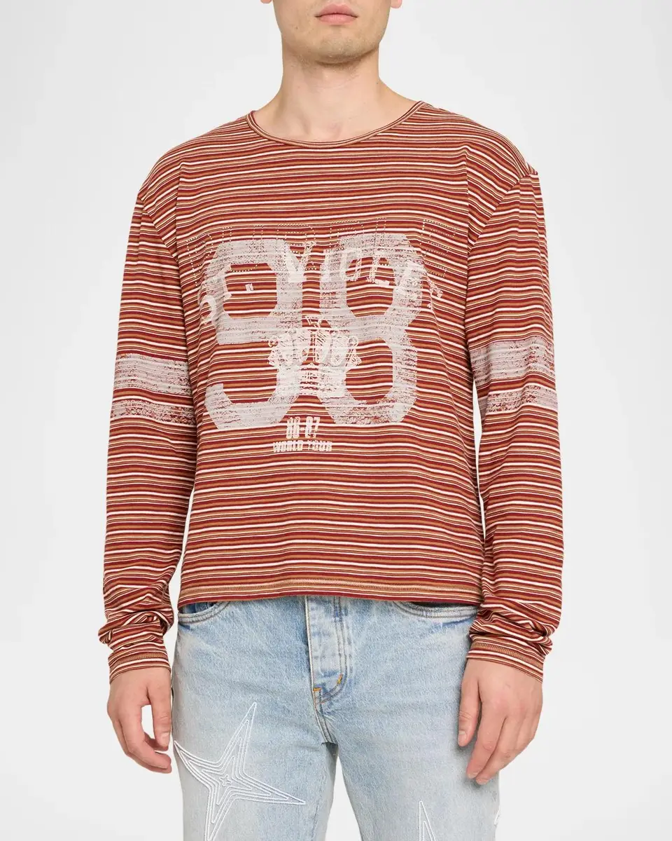 PURPLE Men's Striped Slub Jersey Shirt | Thumbnail 4 PURPLE Men's Striped Slub Jersey Shirt | Thumbnail 4