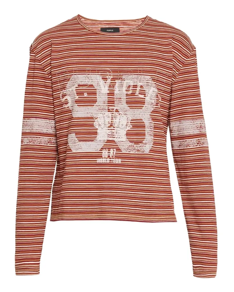 PURPLE Men's Striped Slub Jersey Shirt