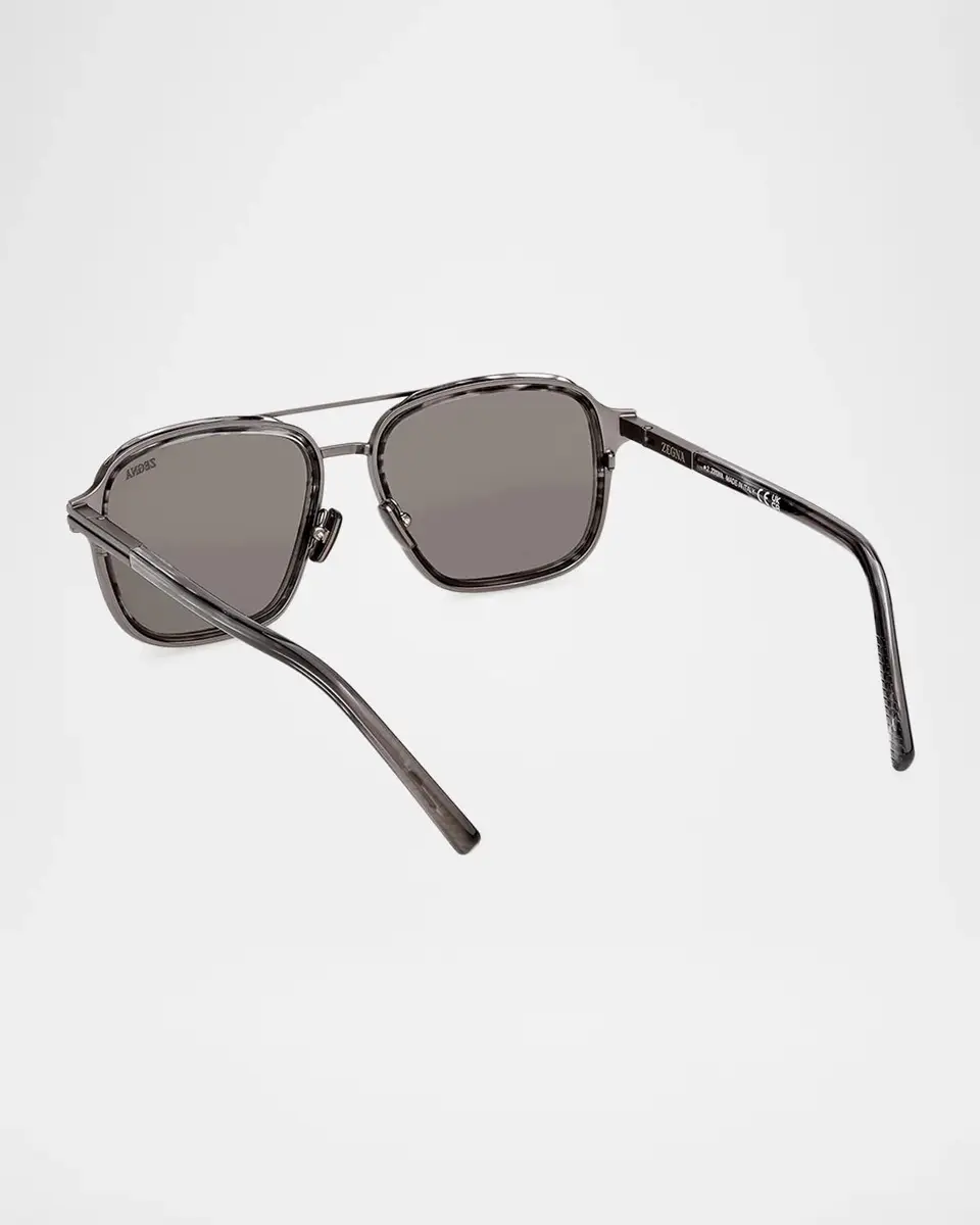 Zegna Men's EZ0321 Polarized Metal Navigator Sunglasses | Thumbnail 2