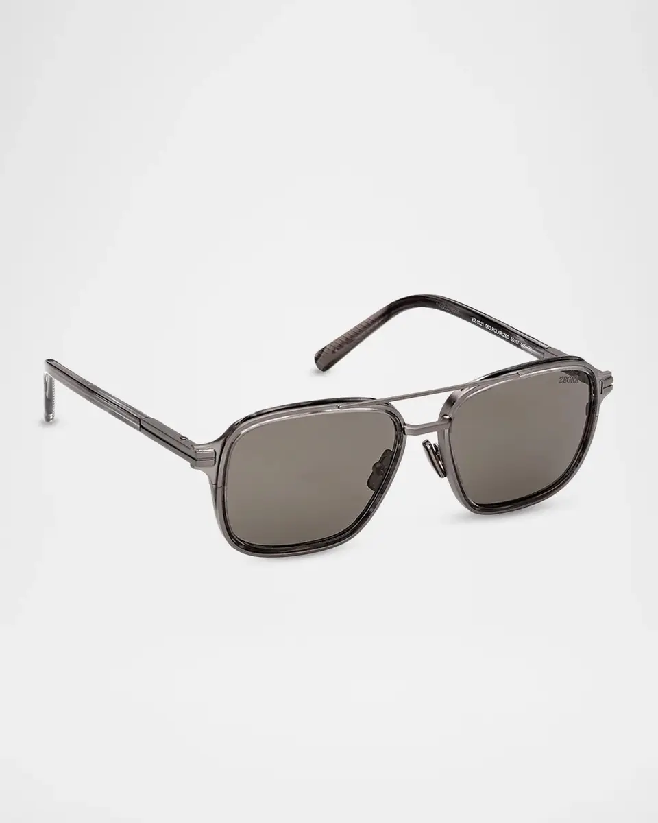 Zegna Men's EZ0321 Polarized Metal Navigator Sunglasses | Thumbnail 3