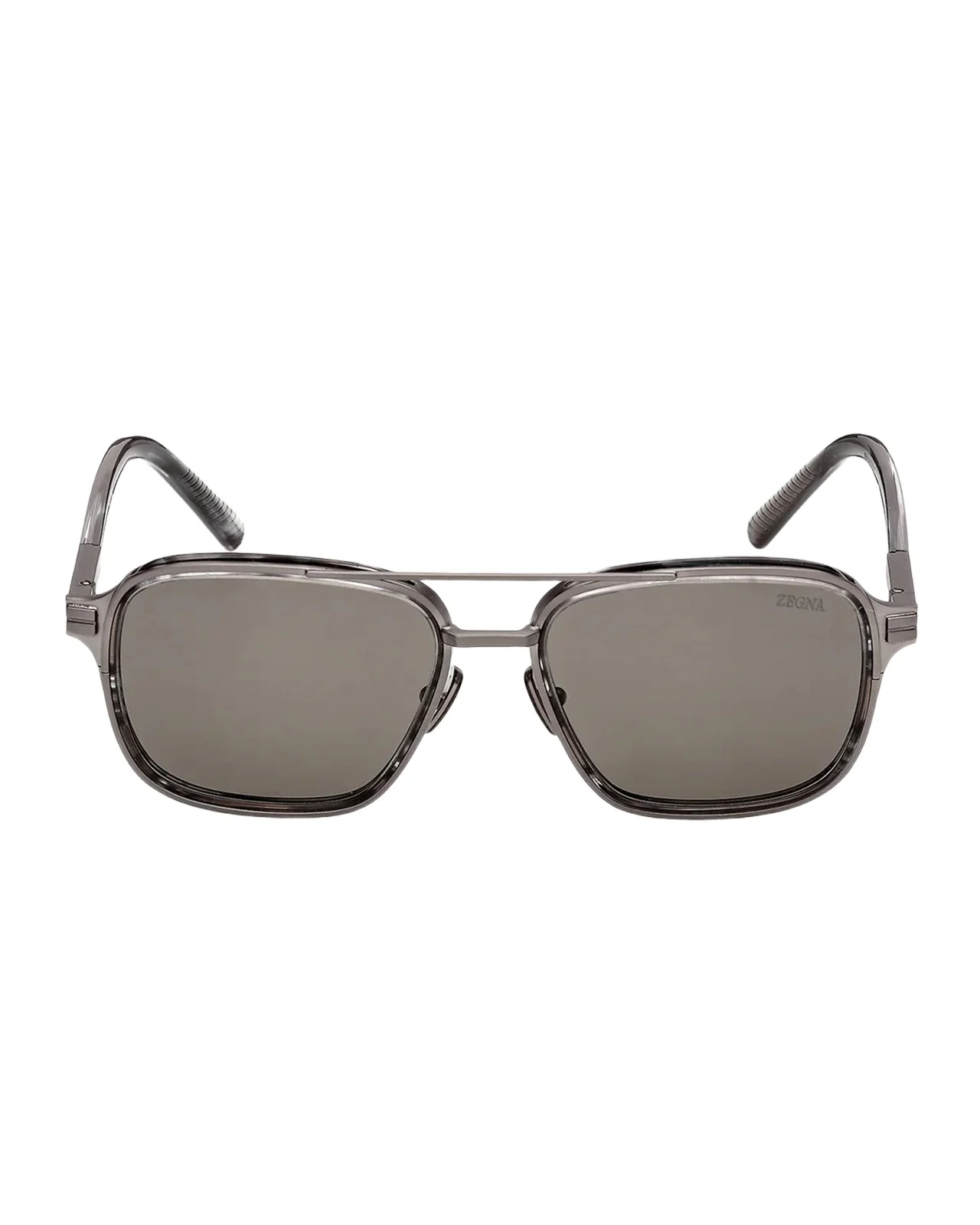 Zegna Men's EZ0321 Polarized Metal Navigator Sunglasses