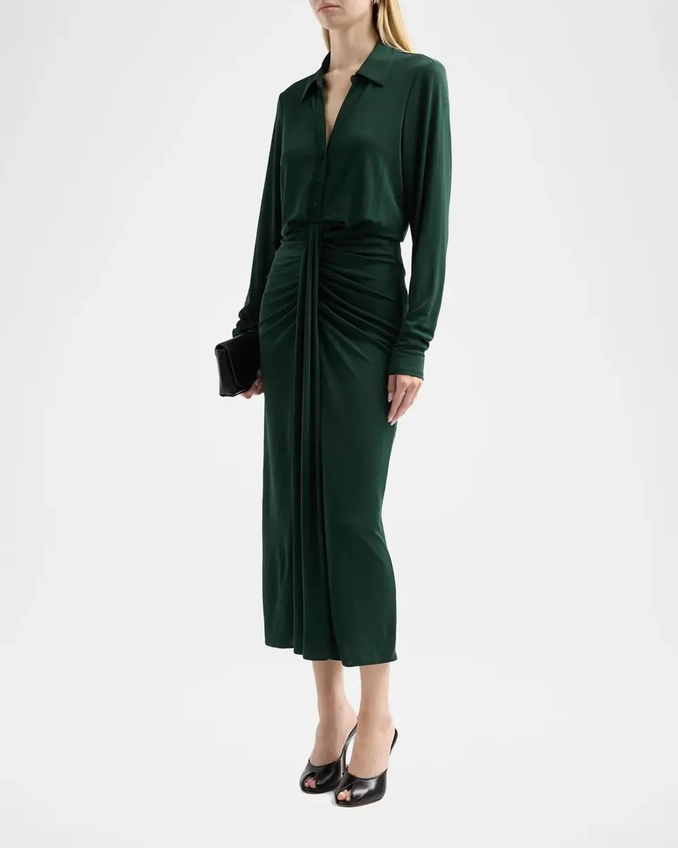 Cinq à Sept Seferina Draped Long-Sleeve Jersey Dress | Thumbnail 4 Cinq à Sept Seferina Draped Long-Sleeve Jersey Dress | Thumbnail 4