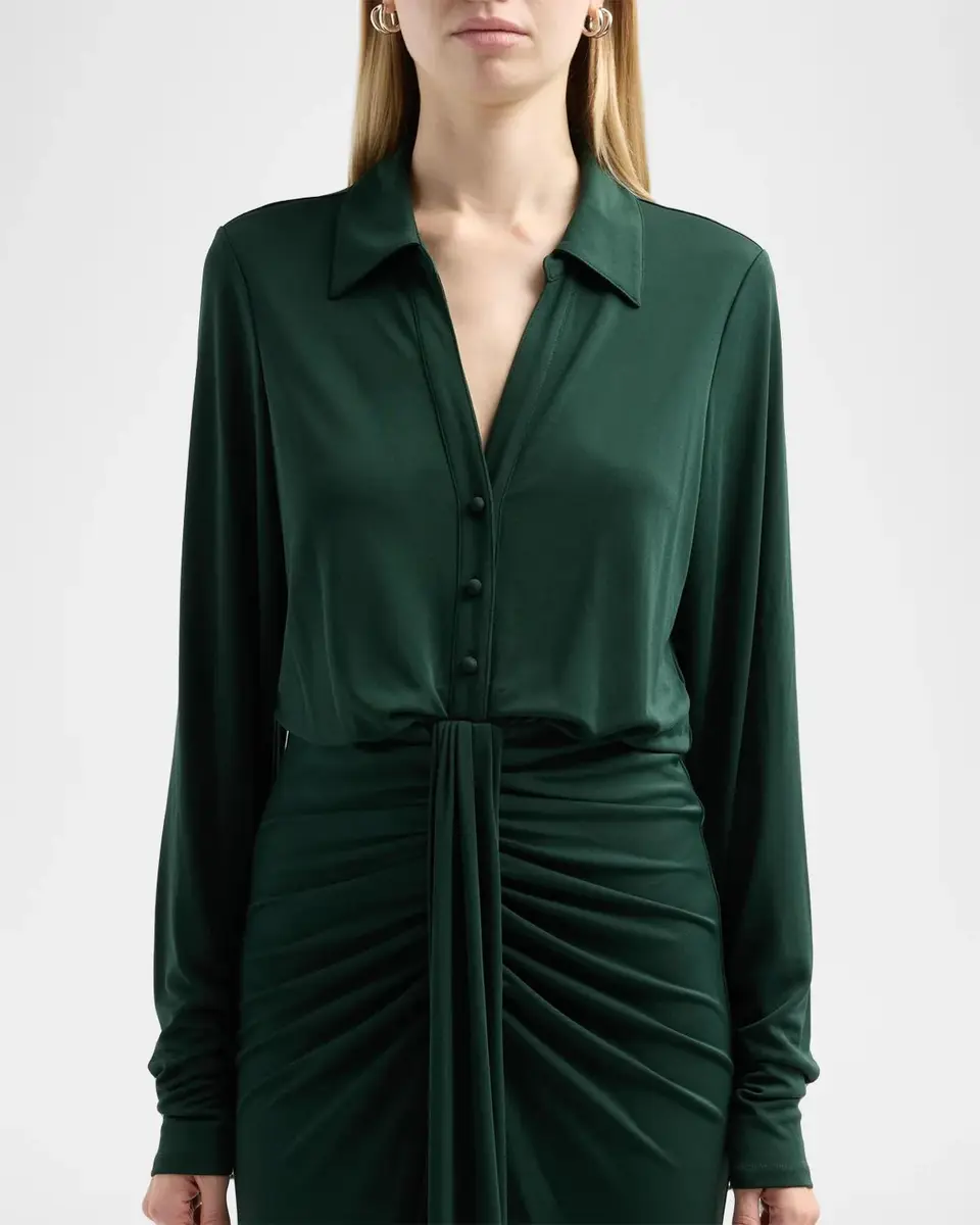 Cinq à Sept Seferina Draped Long-Sleeve Jersey Dress | Thumbnail 5 Cinq à Sept Seferina Draped Long-Sleeve Jersey Dress | Thumbnail 5