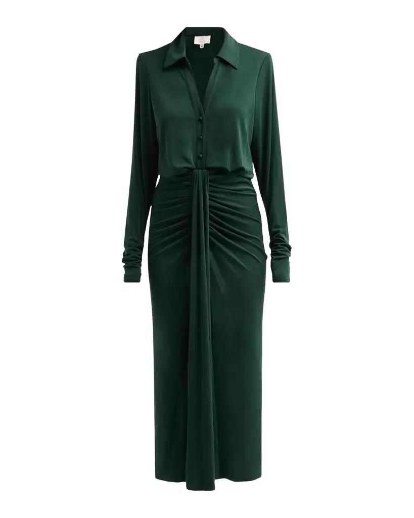Seferina Draped Long-Sleeve Jersey Dress Seferina Draped Long-Sleeve Jersey Dress