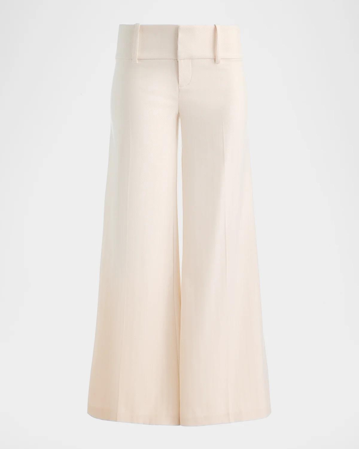 Alice + Olivia Olivia Low-Rise Herringbone Wide-Leg Pants