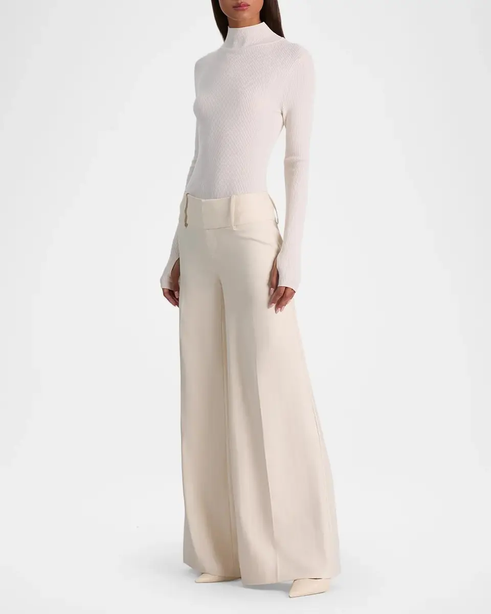 Alice + Olivia Olivia Low-Rise Herringbone Wide-Leg Pants | Thumbnail 2 Alice + Olivia Olivia Low-Rise Herringbone Wide-Leg Pants | Thumbnail 2
