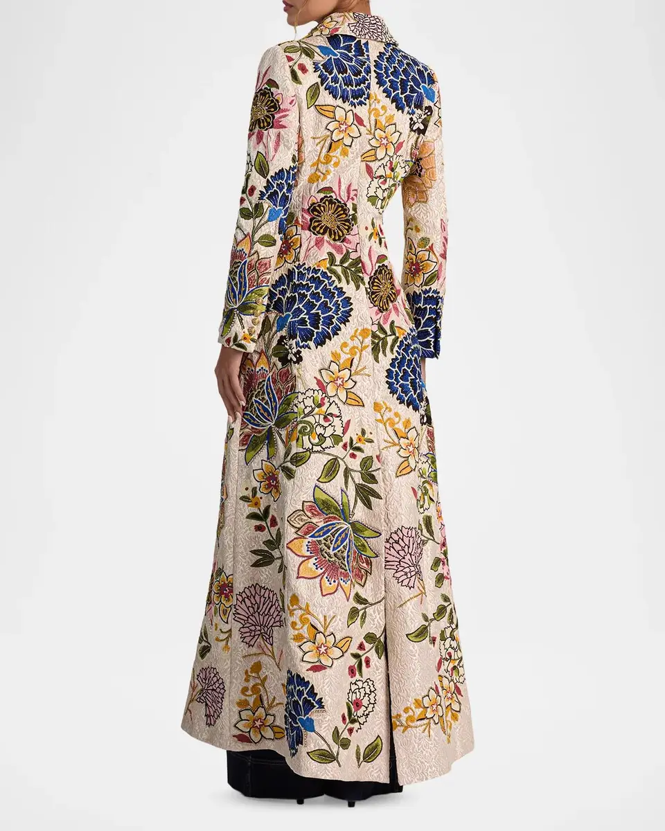 Alice + Olivia Eleanor Embroidered Floral Jacquard Long Coat | Thumbnail 3 Alice + Olivia Eleanor Embroidered Floral Jacquard Long Coat | Thumbnail 3