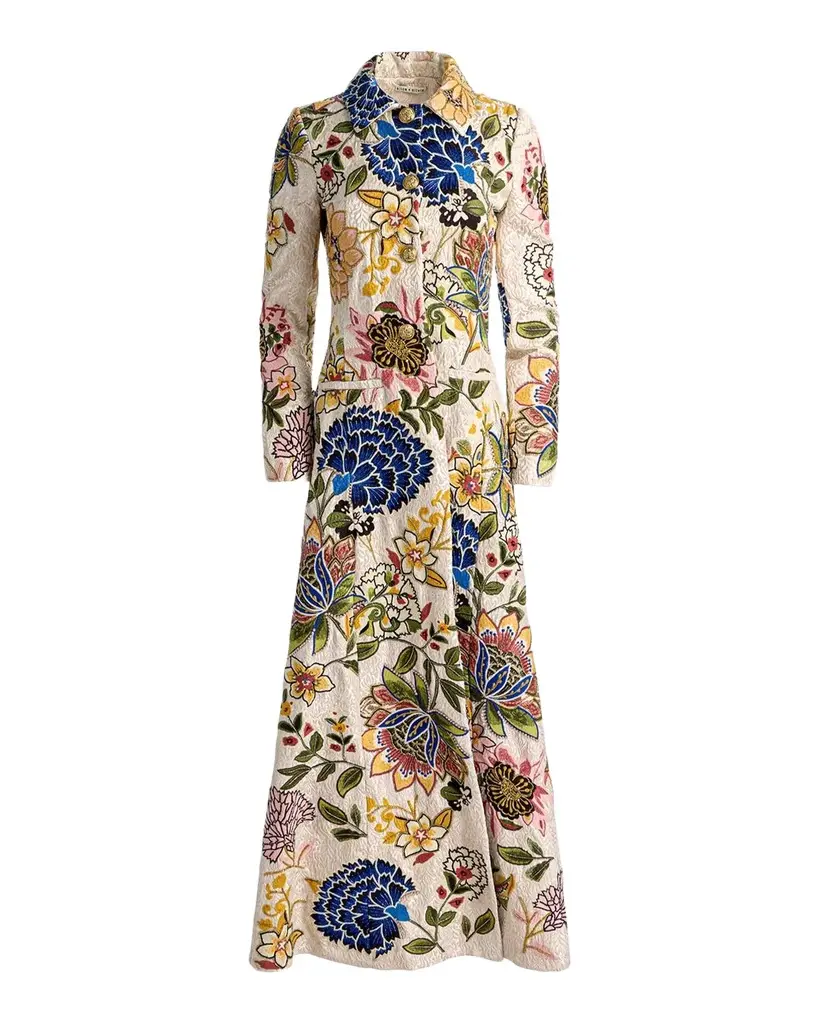 Eleanor Embroidered Floral Jacquard Long Coat Eleanor Embroidered Floral Jacquard Long Coat