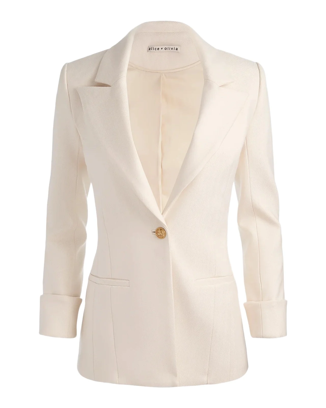 Alice + Olivia Burns Rolled-Cuff Fitted Single-Breasted Jacket